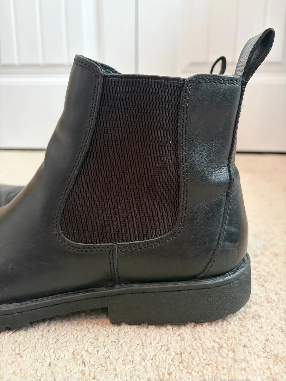Born Men's Black Leather Chelsea Ankle Boots Slip-On Comfort Round Toe Sz 11.5 M